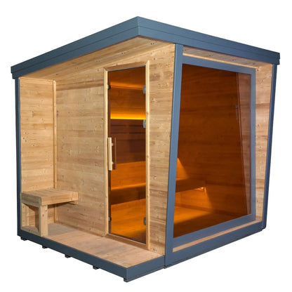 Personalization Customize Grey Outdoor Sauna Modern Wet Steam Sauna Spruce Eco-Friendly 4 Person Hot Rock Stove