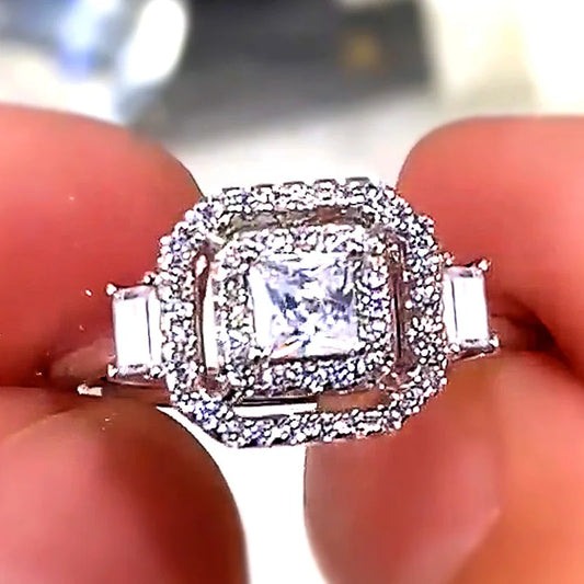 Women's Engagement Diamond Rings Radiant Cut with Certificate Vintage Style by PDG ibma