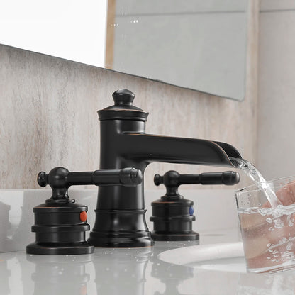 Modern 8 Inch Matte ORB Two Handle Basin Centerset Deck Mounted Lavatory Faucet Ceramic China Factory for Living Room Bathroom