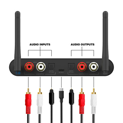 For 5.2 Long Range Transceiver Audiophile DAC for HD for Low Latency Analog RCA Digital Optical Outputs Metal