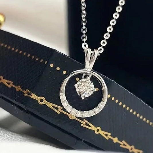 White Gold Diamond Necklace Round Brilliant Cut G Color Lab Grown Diamond Women's Classic Engagement Jewelry by PDG ibma