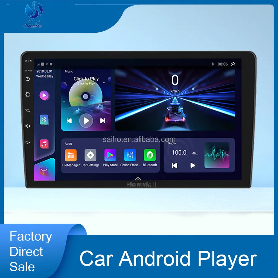 1DIN Android Car Radio with Built-in Wireless CarPlay GPS Navigation 7" Touch Screen MP5 Player for Player
