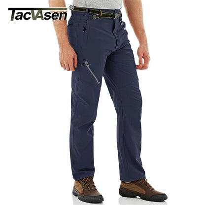 TACVASEN Quick Dry Outdoor Hiking Pants Men Summer Lightweight Rip-stop Cargo Work Trousers Multi-Pockets Camping Fishing Pants