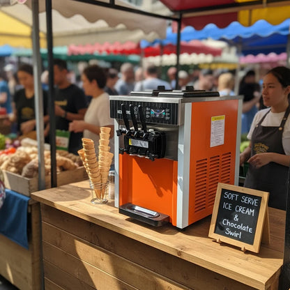 3 Flavors Ice Cream Cone Machine Automatic Easy to Operate CE Certificate Soft Serve Ice Cream Machine