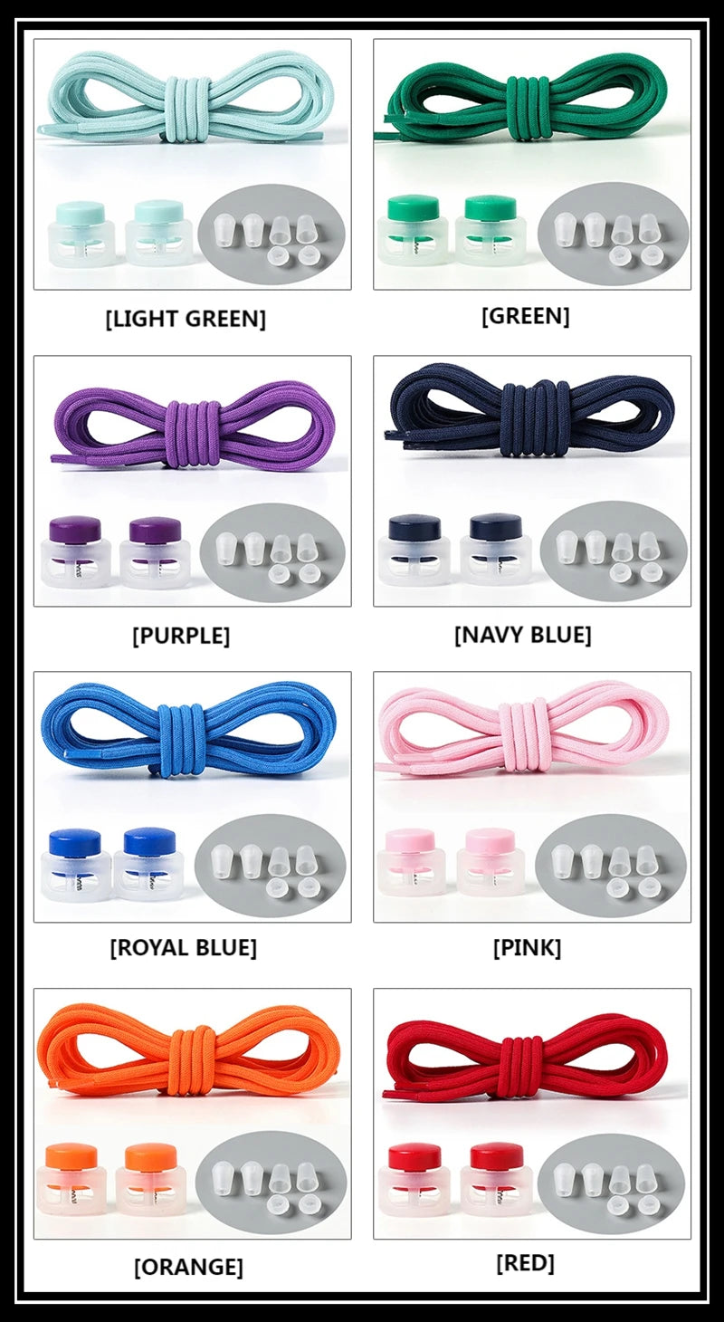 1 Pair Lazy Laces Elastic For Sneakers Snap Lock Shoelaces Without Ties Suitable For Children And Adults Round Shoelace Artifact
