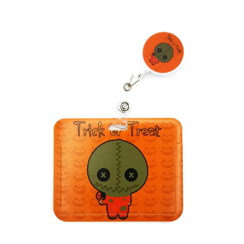Halloween Trick R Treat Art Cartoon Anime Fashion Lanyards Bus ID Name Work Card Holder Accessories Decorations Kids Gifts