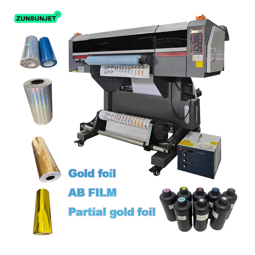 60 Cm Uv Dtf Gold Foil Printer  Printing Ab Glue Varnish Embroidery Printer