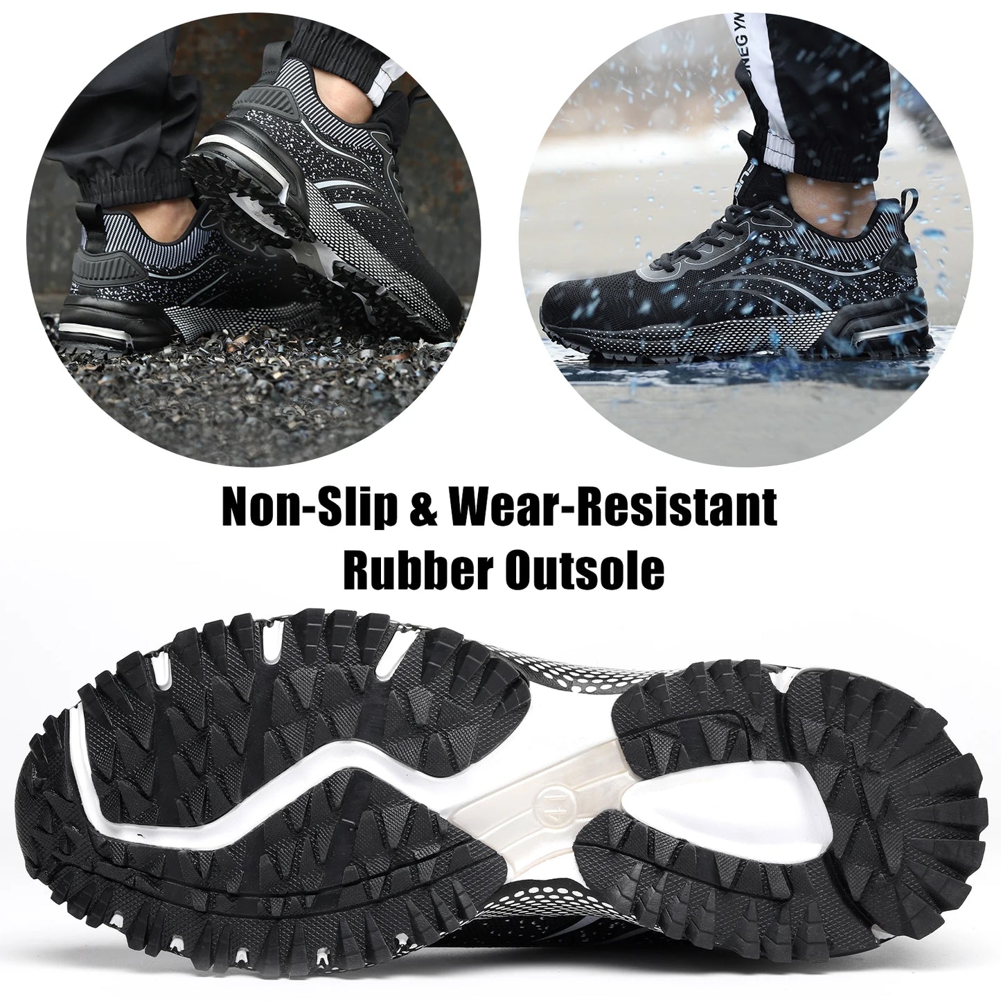 JIANKUN ASTM CE Lightweight Men's Work Snaker Safety Shoes Comfortable Breathable Mesh Non-Slip Steel Toe Fashion Trainers