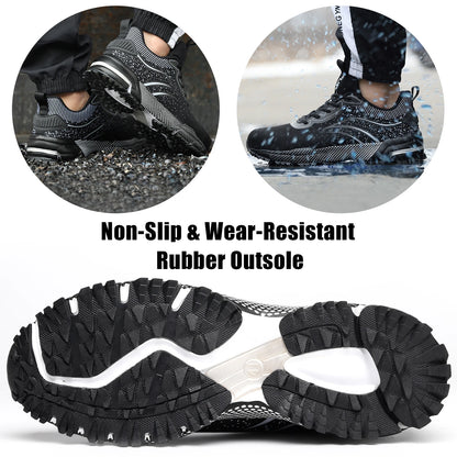 JIANKUN ASTM CE Lightweight Men's Work Snaker Safety Shoes Comfortable Breathable Mesh Non-Slip Steel Toe Fashion Trainers