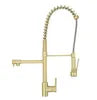 Brushed Gold Brass Taps Sink Pull Down Kitchen Faucet