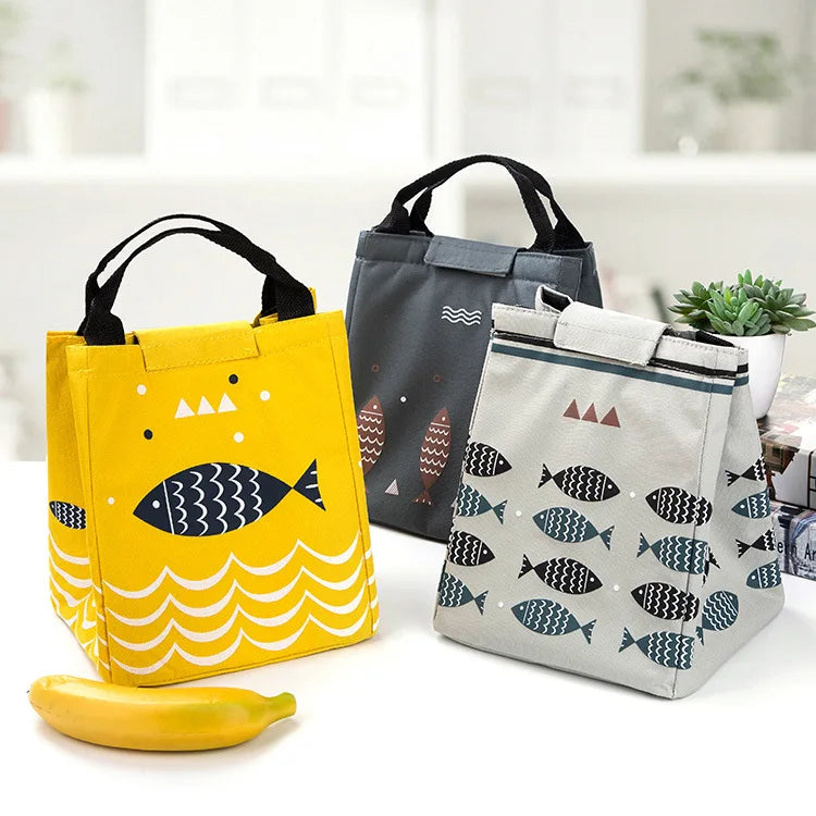 New Fashion Cute Simple Fish Pattern Lunch Bag Cooler Bag