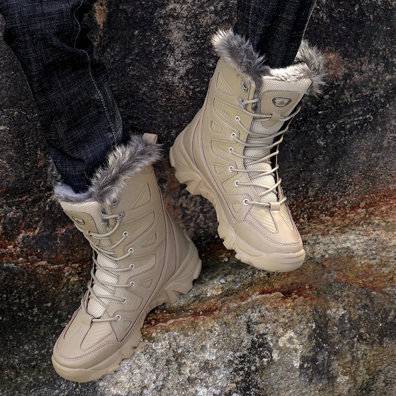 Winter Waterproof Men Boots Plush Super Warm Snow Boots Men Sneakers Ankle Boots Outdoor Men's Desert Boots Botas Hombre