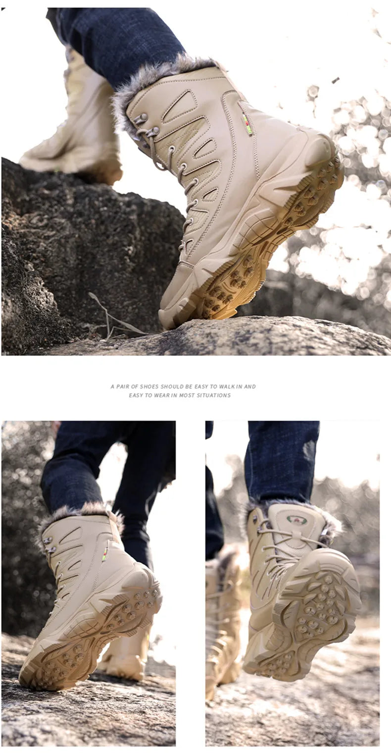 Winter Waterproof Men Boots Plush Super Warm Snow Boots Men Sneakers Ankle Boots Outdoor Men's Desert Boots Botas Hombre