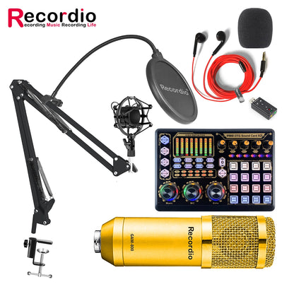 GAM-800R Professional Condenser Microphone R8 Sound Card Set for Webcast Live Recording