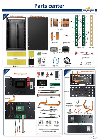 EU in Stock New Design JK 200A BMS V19 Battery Box Kit 48V 51.2V 280Ah 314Ah 15kWh Lifepo4 Battery Box Empty Box DIY Kit Box