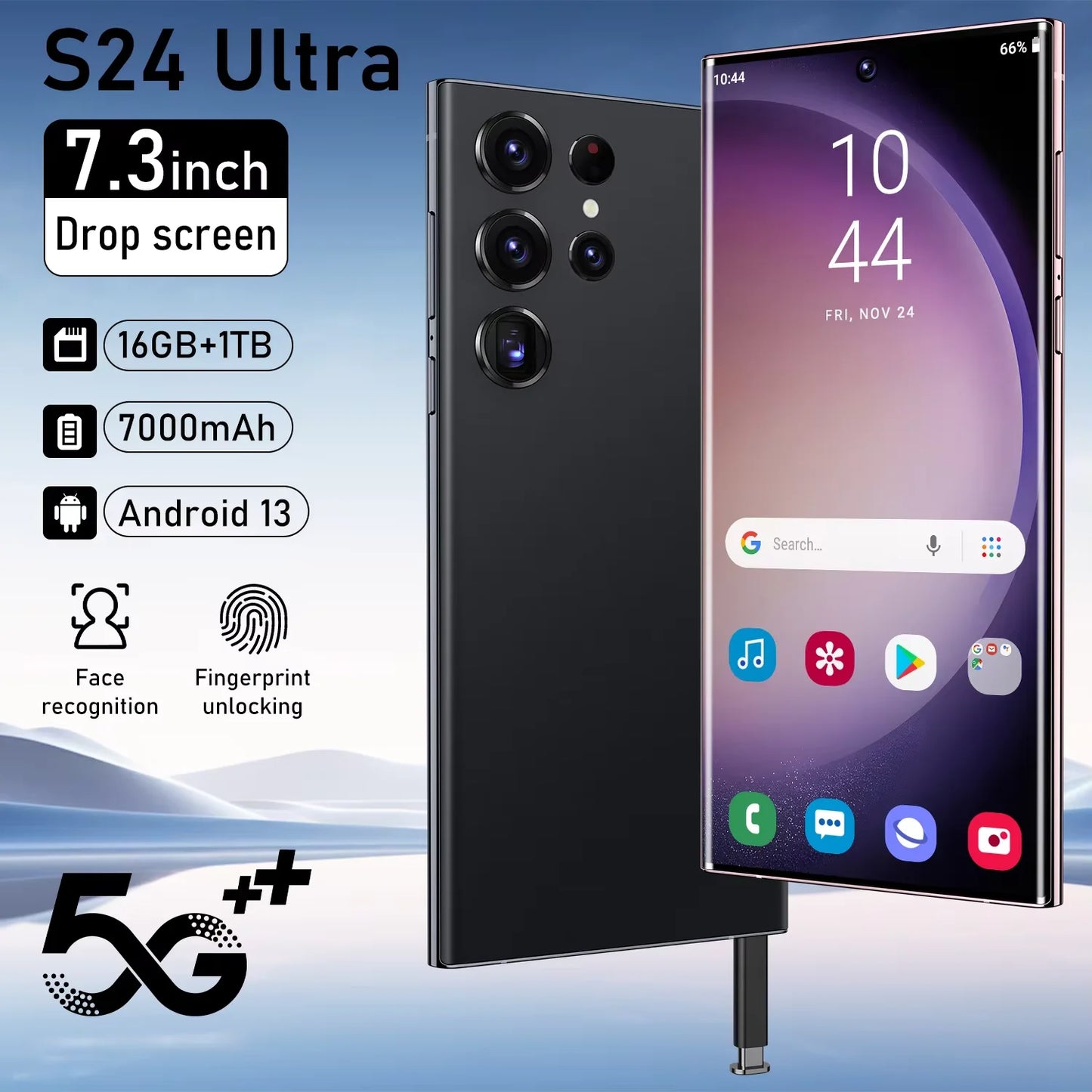 Hot Selling 5G Smartphone S24 Ultra Telephone 7.3 Inch Android Phones Unlocked 16G+1TB Cellphone Mobile Phones 4G 5G