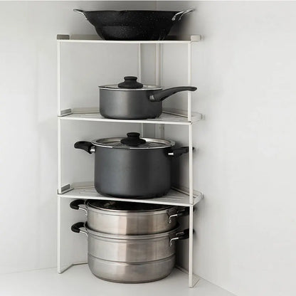 2 Tier Corner Countertop Organizer Stackable Save Space Storage Shelf Pot Spice Rack Under the Sink Holder for Kitchen Bathroom