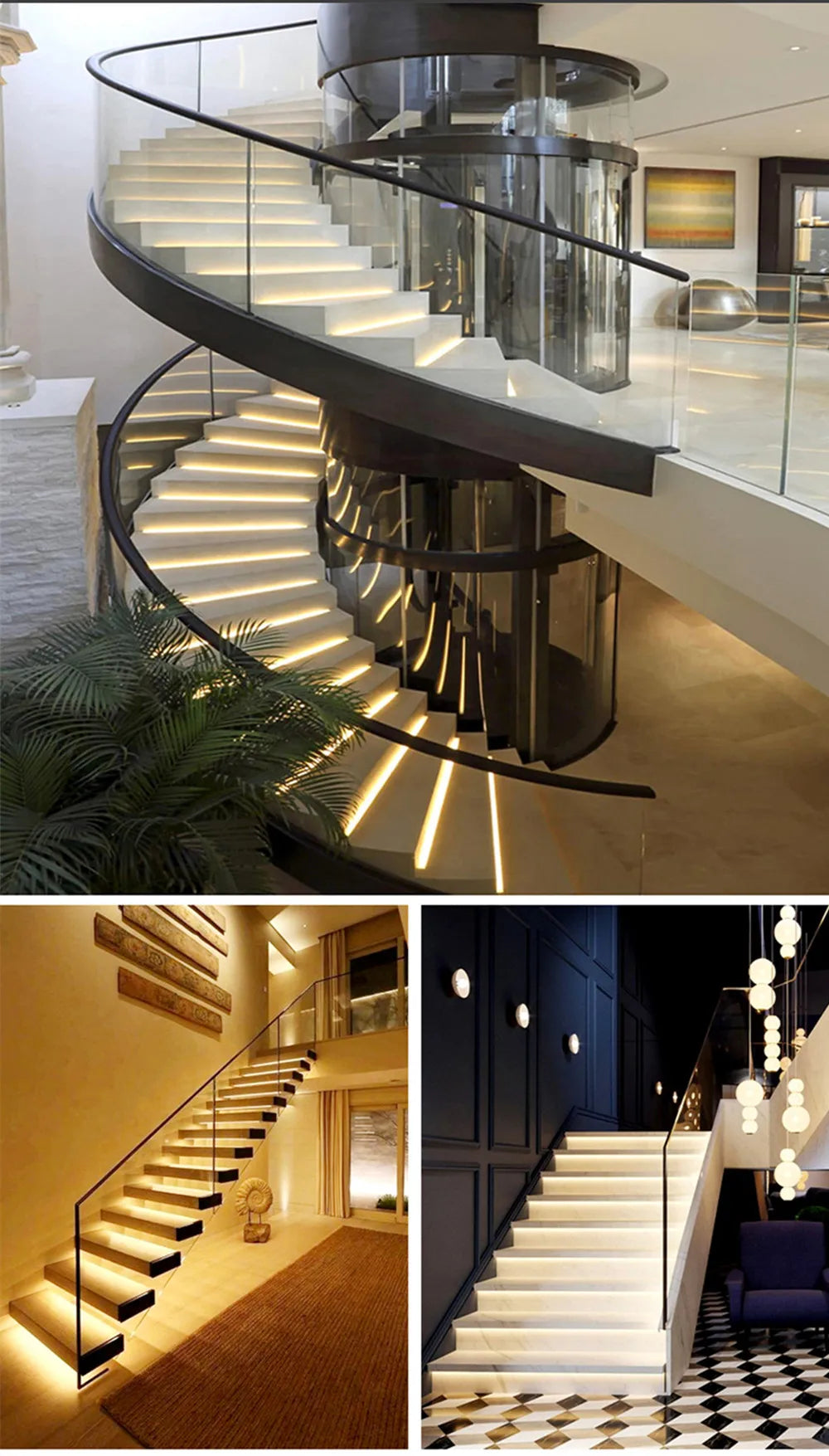 PIR Motion Sensor Stair LED Strip 12V SMD 5050 White / Warm White Lamp Tape Light 32 Ways Staircase Controller Step LED Ribbon