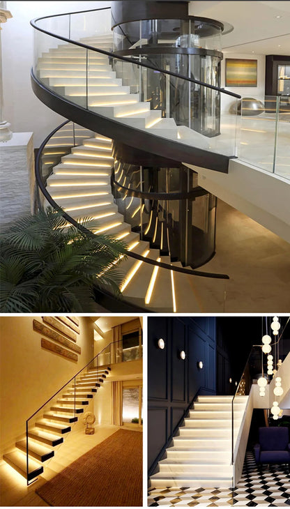 PIR Motion Sensor Stair LED Strip 12V SMD 5050 White / Warm White Lamp Tape Light 32 Ways Staircase Controller Step LED Ribbon