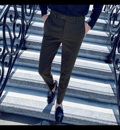 Boutique Fashion Solid Color Mens White Business Casual Suit Pants Male Slim Casual Trousers Wedding Dress Suit Pants