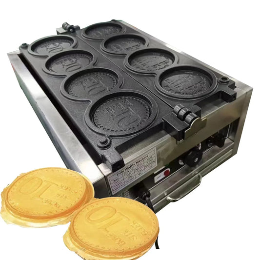 Wholesale Coin Waffle Maker Commercial Waffle Baker Machine Commercial Electric Bread Machine 3000W Gold Non-stick Pie Maker by PDG ibma