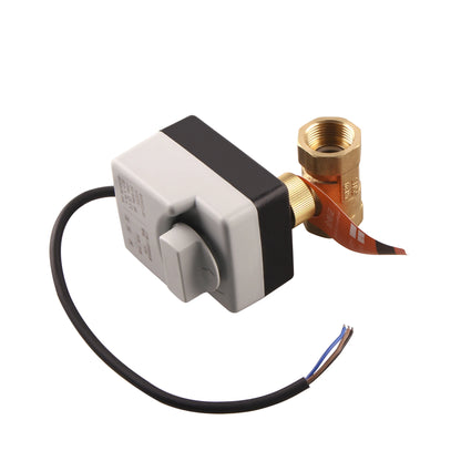 DN15 DN20 DN25 Motorized Ball Valve AC 220V Brass Valve 2 Way 3 Wires Electric Actuator with Manual Switch for Air Conditioning