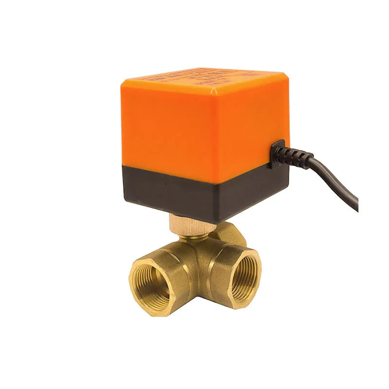 1/2'' 3/4'' Three Way Brass Motorized Ball Valve AC220V Three Wire One Control T/L Type Control Valve for Water