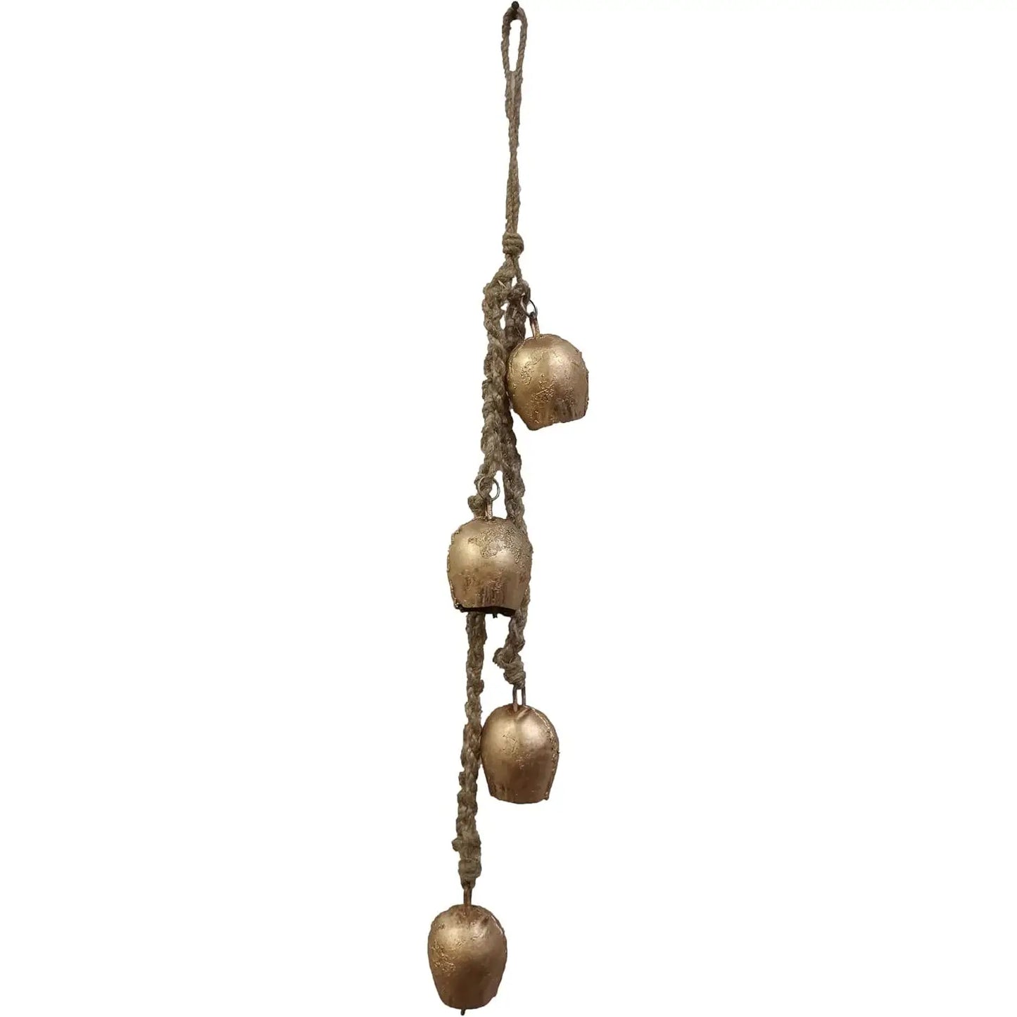 PARIJAT Handmade Golden Iron 4 Cluster Shape Hanging Bells Elegant Wind Chimes for Indoor Outdoor Home Wedding Decor Balcony