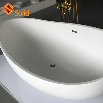 Hot Design White Tub  Artificial Stone Solid Surface Bath Tub Freestanding Soaking Bathroom Bathtub