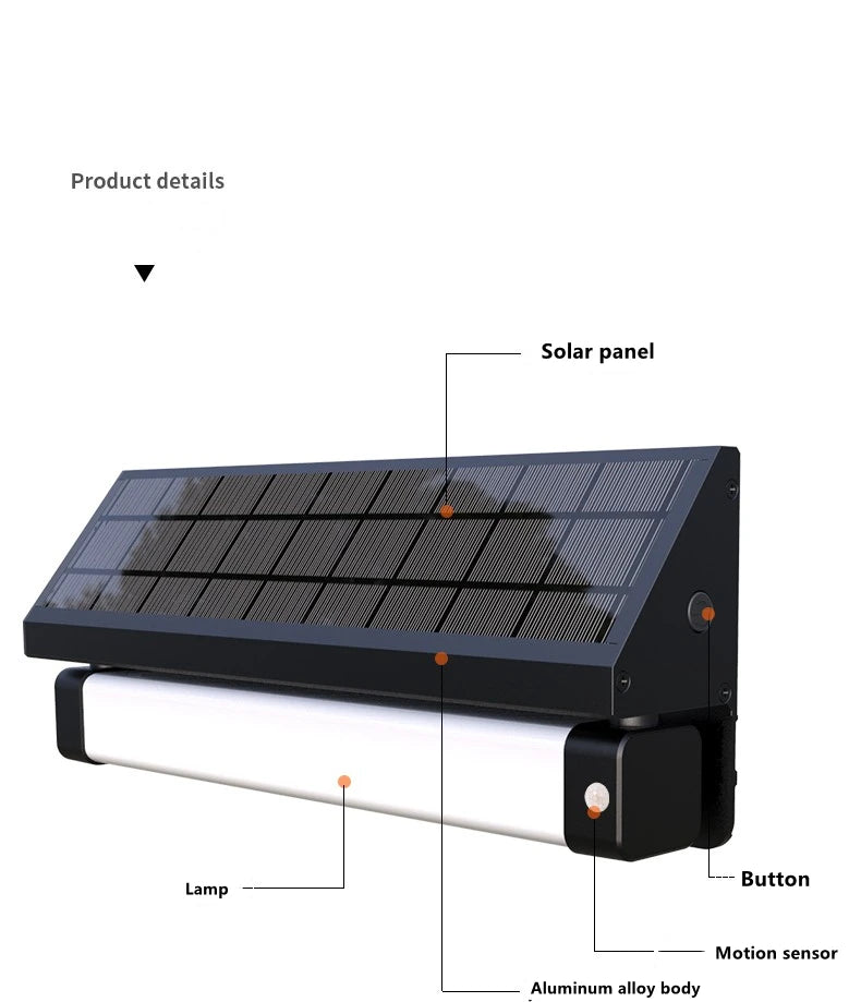 2026 Popular Solar Wall Lights Aluminum Design  Outdoor Hang Lighting Solar Garden  Led Lights With PIR Sensor