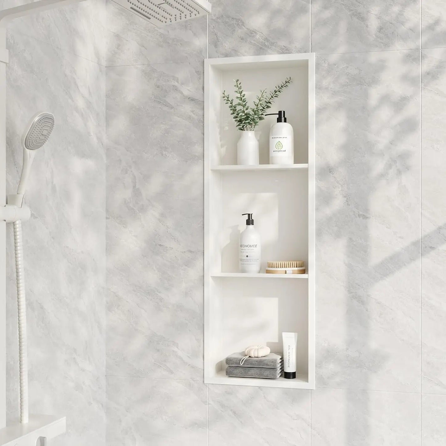 High Quality Reusable Stainless Steel Shower Room Shelf Modern Corner Mounted No Nailing Required-Wall-Mounted Bathroom Shelf