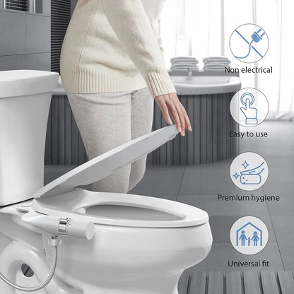 Modern Bathroom Ultra-Slim Dual Nozzle Retractable Bidet Attachment Non-Electric Cold Water for Hotel Toilet Seat Made Plastic