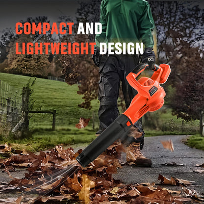 21V Orange Cordless Leaf Blower Lightweight & Powerful with Dual Li-ion Battery(Including Charger) High-Speed Handheld Blower