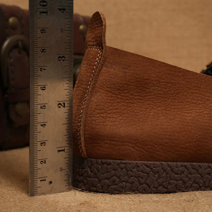 Men Suede Loafers Toe Slip-On Cow Leather Genuine Leather Lining Rubber Outsole Light Weight Solid Pattern Walking Style Shoes