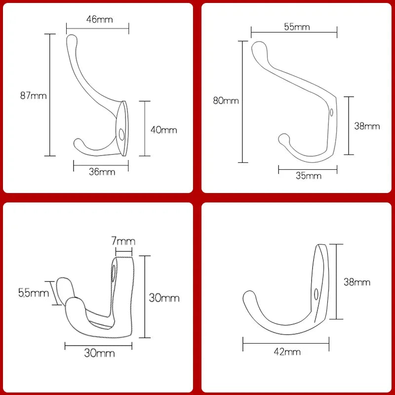 KAK Vintage Hangers Hook Zinc Alloy Wall Hook Bronze Cloth Coat Bag Hat Hanging Hooks Bathroom Kitchen Anitque Racks with screws