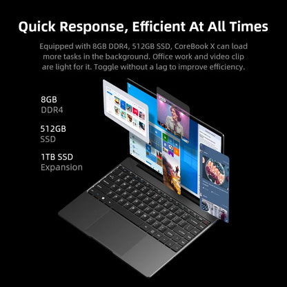 New CHUWI CoreBook X Intel Core I5-8259U Laptops 14 Inch 2160x1440 Resolution DDR4 8GB 512GB SSD Win10 Computer 46.2W Battery