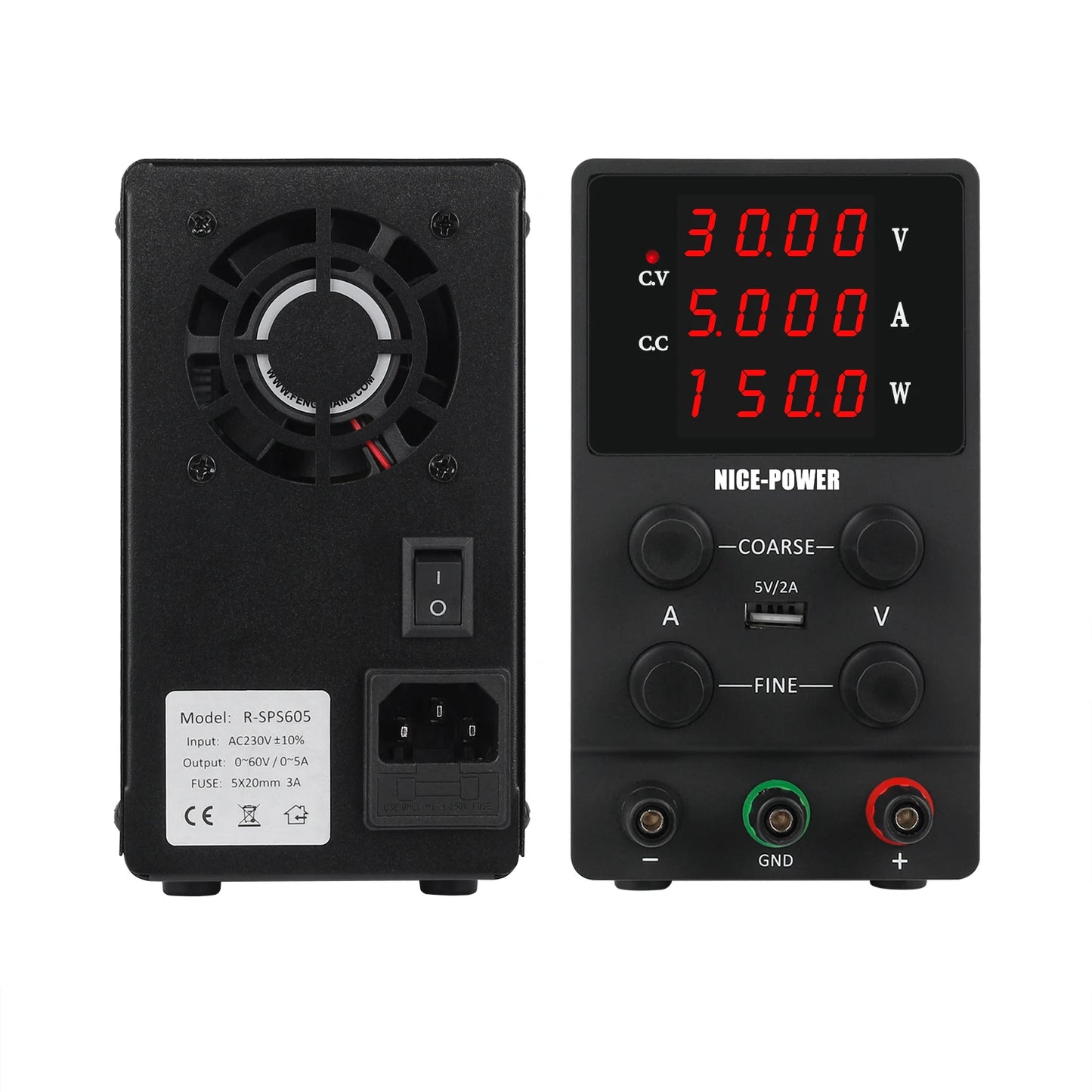 NICE-POWER SPS305 12V 24V Adjustable DC Power Supply 30V 5A Workbench Maintenance Desktop Switching Power Supply