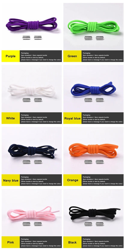 Semicircle No Tie Shoelaces Elastic Shoe laces Sneakers shoelace Metal Lock Lazy Laces for Kids and Adult One size fits all shoe