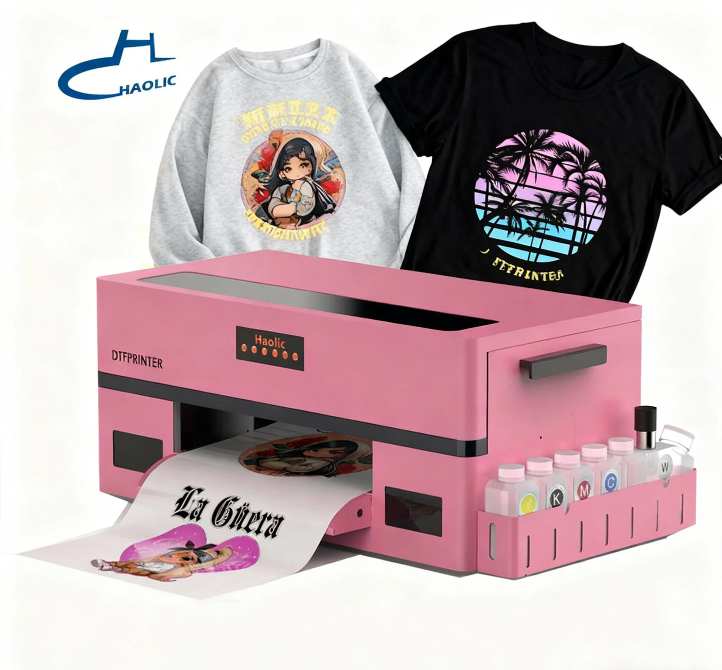 Free Shipping and Tax-free Haolic DTF Printer with XP600 Pink A3 13inch Digital T-shirt Printer Impresora Dtf for Small Business