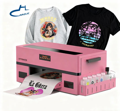 Free Shipping and Tax-free Haolic DTF Printer with XP600 Pink A3 13inch Digital T-shirt Printer Impresora Dtf for Small Business