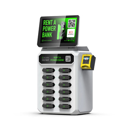 12-Slot with Screen Shared Power Bank Rental Station Cell Phone Charging Station Power Bank for Portable Pos Machine Rental