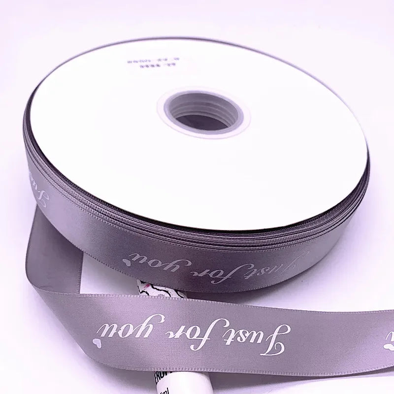 5yards 10-38mm "Just for You" Printed Polyester Ribbon Letters Print Ribbon for DIY Gift Packing Wedding Christmas Bow Ribbons