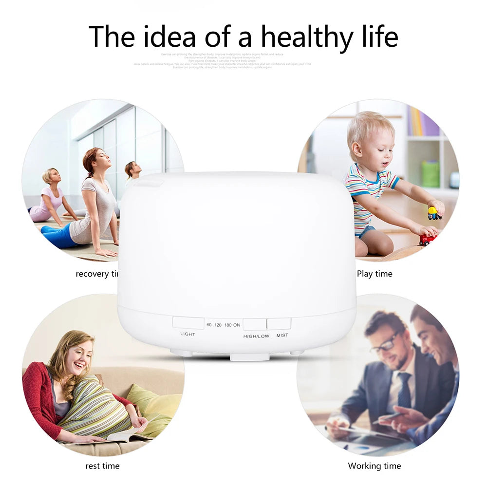 300 500ML Air Humidifier With Remote Control Colorful Non-printed Ultrasound Aroma Diffuser Pure White Dark Light Wood Grain