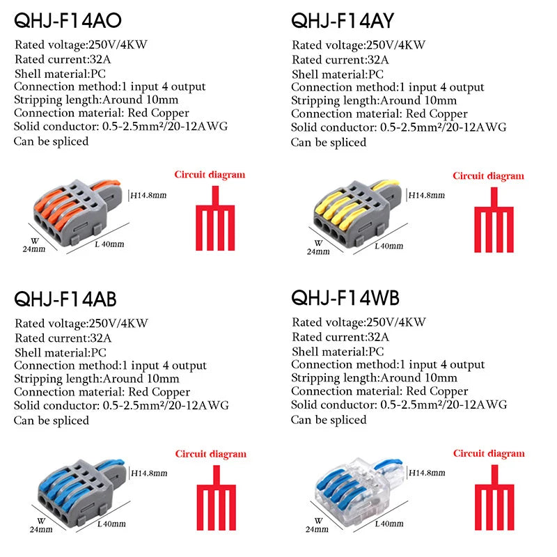 Wire Connector 1 Input Multiple Output Electrical Splitter Push-in Terminal Block Butt Home LED Light Quick Wiring Connectors