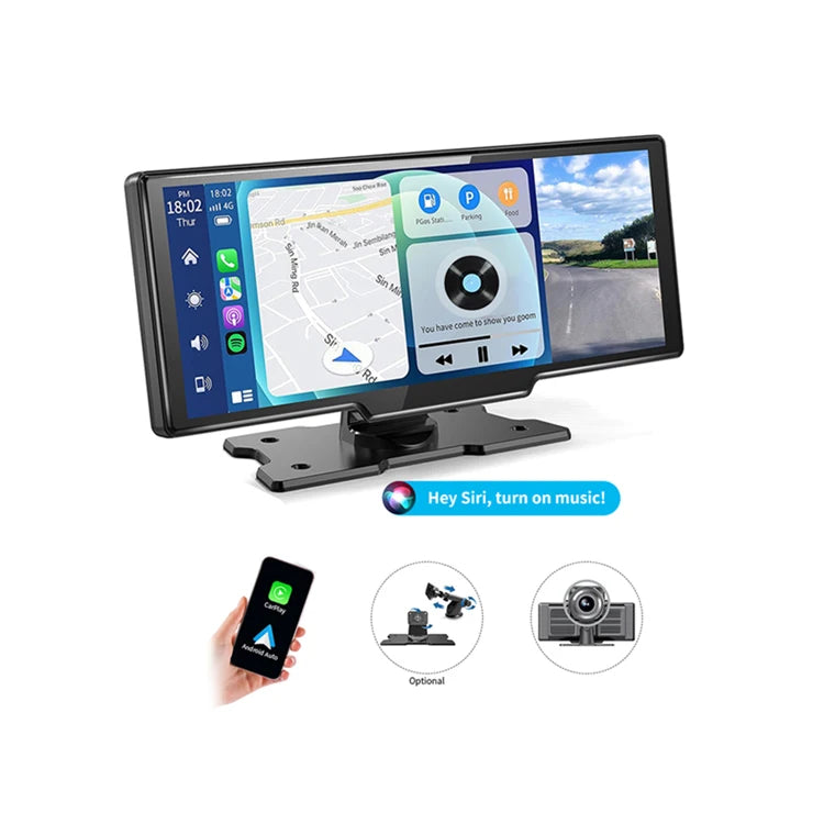 SUNWAYI Newest 10.26 Inch HD Portable Carplay Car 4K Dash Cam 1080P Reverse Camera Dual Lens WiFi Car Recorder Navigation GPS