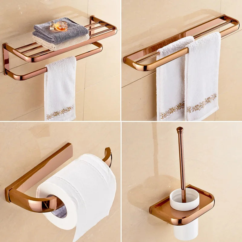 Rose Gold Bathroom Hardware Set Bathroom Accessories Kit Bathroom Towel Rack Set