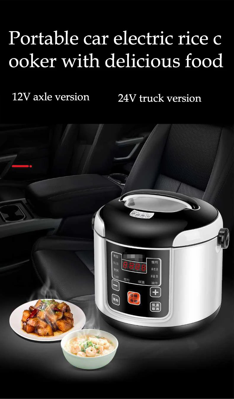 12V 24V Electric Rice Cooker Car Truck Multicooker Timing Reservation Food Heating Cooking Steamer Soup Stew Pot Steamer Cooker