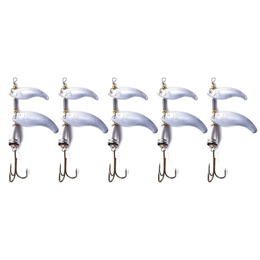 9CM-10.5G-4# Spinner Fishing Bait Lure Mental Two Sequins Blades With a Bell Saltwater Fishing