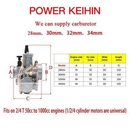 Koso OKO Motorcycle Universal Carburetor For PWK 21 24 26 28 30 32 34mm 2T 4T Carburador With Power Jet for Moto ATV Go Karts