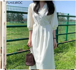 2021 Autumn Spring Basic Belt Plaid Shirt Dress Long Maxi Feminine Vestidos Chic Korea Design Clothes